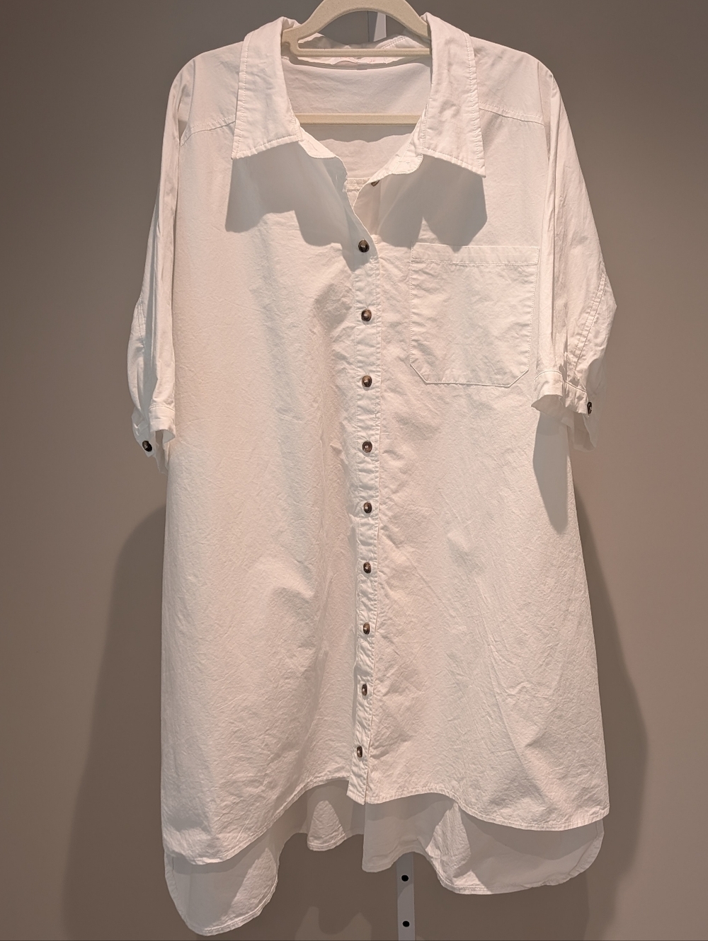 Ces Femme Oversized Boxy Button-up Shirtdress Sz L White